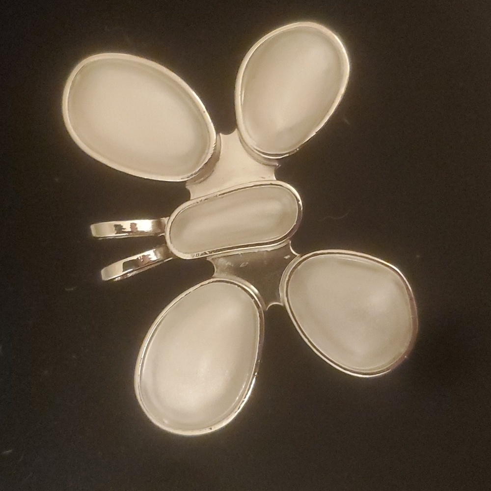 Rebecca Collins Frosted Butterfly Pendant Brooch Scarf Clip.